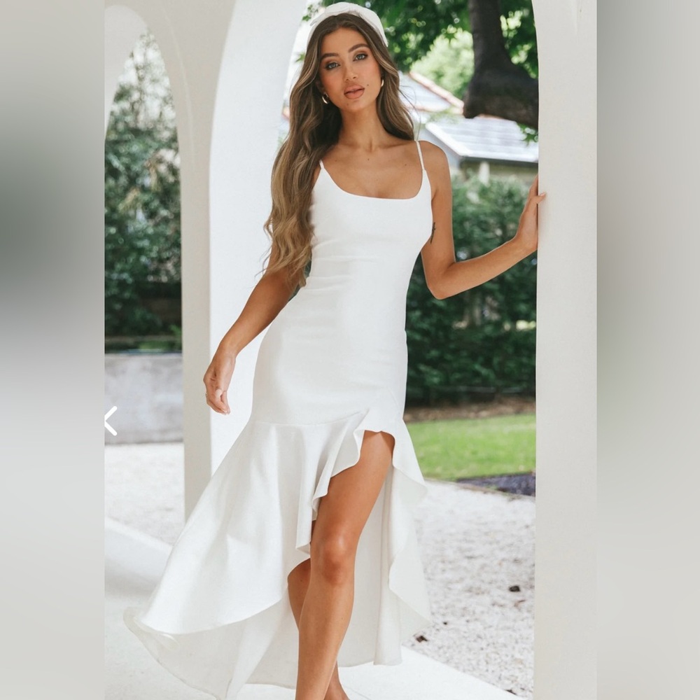 Selfie Leslie White Assymetrical Hemline Dress